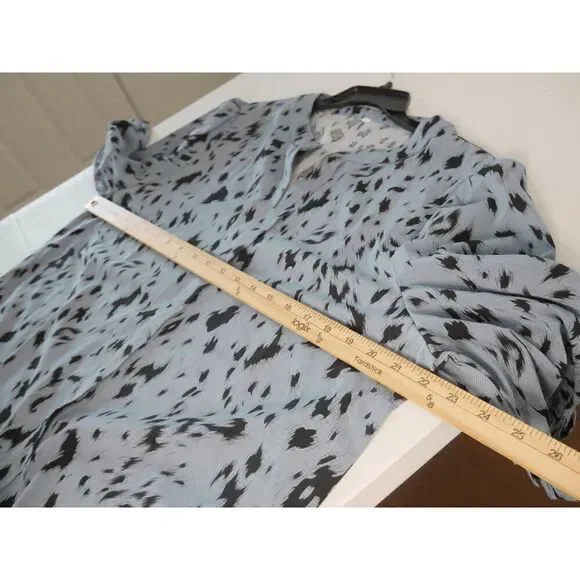 Women's Blue 3/4 Puff Sleeve Top XL - Picture 4 of 7